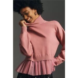Sunday in Brooklyn Turtleneck Peplum Sweater Pink. Retails $128
